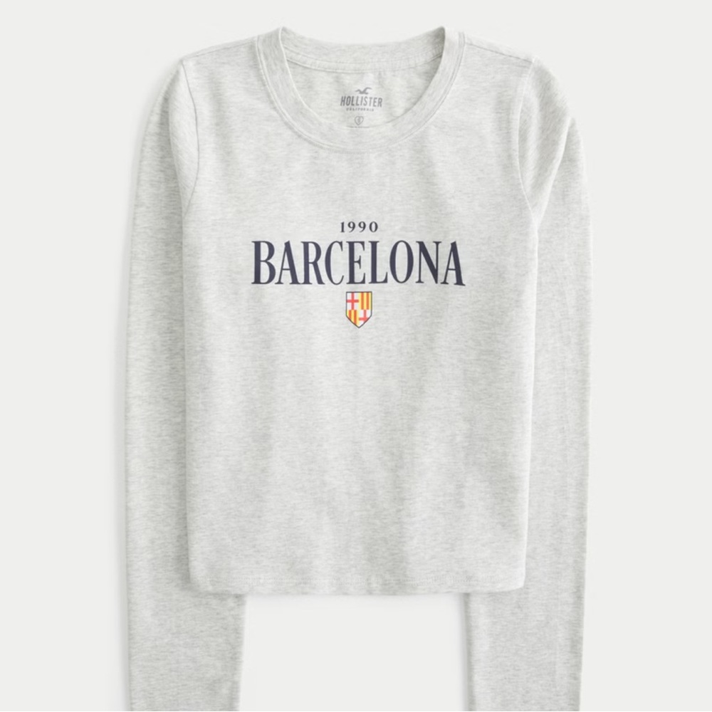 NWOT Long-Sleeve Barcelona Graphic Baby Tee